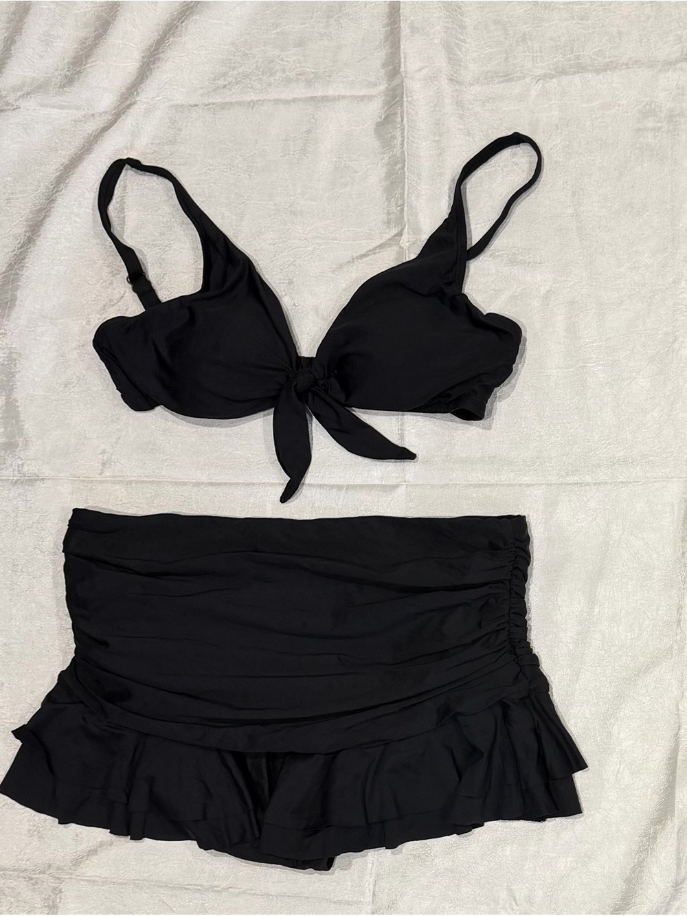 Allihop Black Bikini Top (S) & Swim Skirt Bottom (M) Swim Set